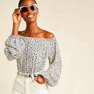 Anthropologie Cascais animal print off the shoulder top
